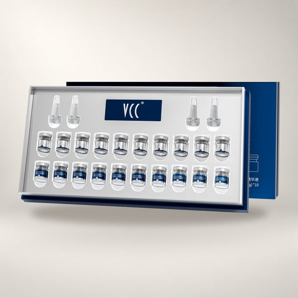 VCC 蓝铜肽舒缓修护冻干精华液礼盒开盒产品图