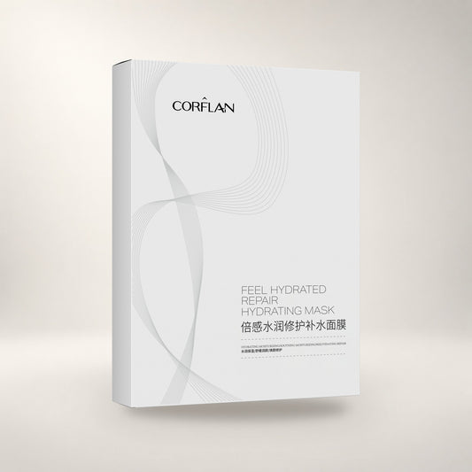 CORFLAN 倍感水润修护补水面膜 5 片装包装盒正面产品图