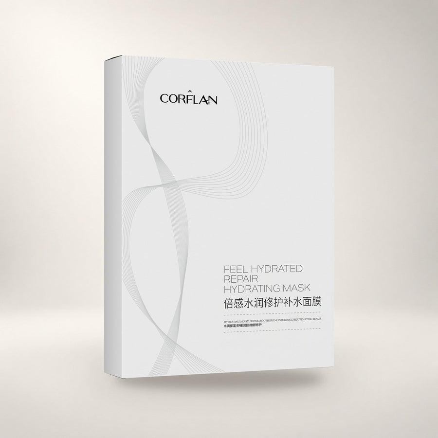 CORFLAN 倍感水潤修護補水面膜 5 片裝包裝盒正面產品圖